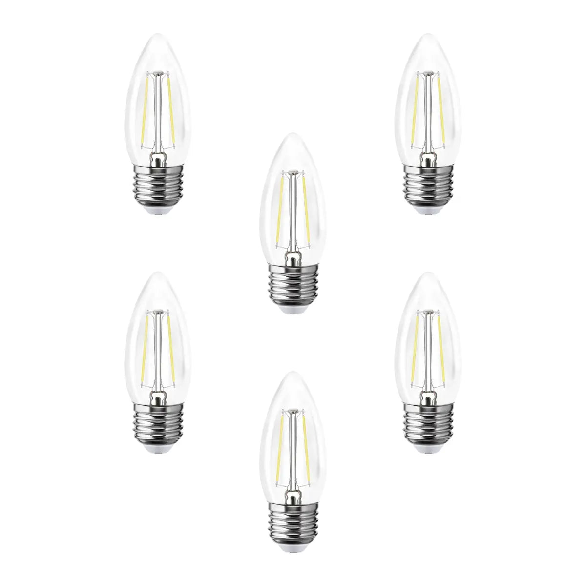 6 pz Foco LED filamentos VELA AKSI 2W luz calida E27, caja color - Aksi