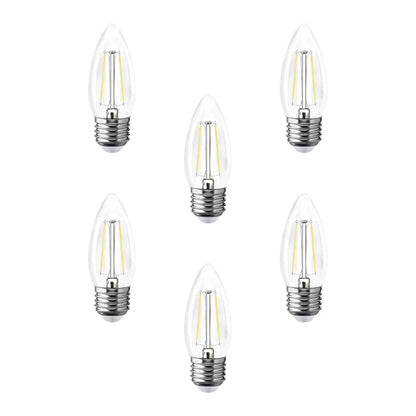 6 pz Foco LED filamentos VELA AKSI 2W luz calida E27, caja color - Aksi