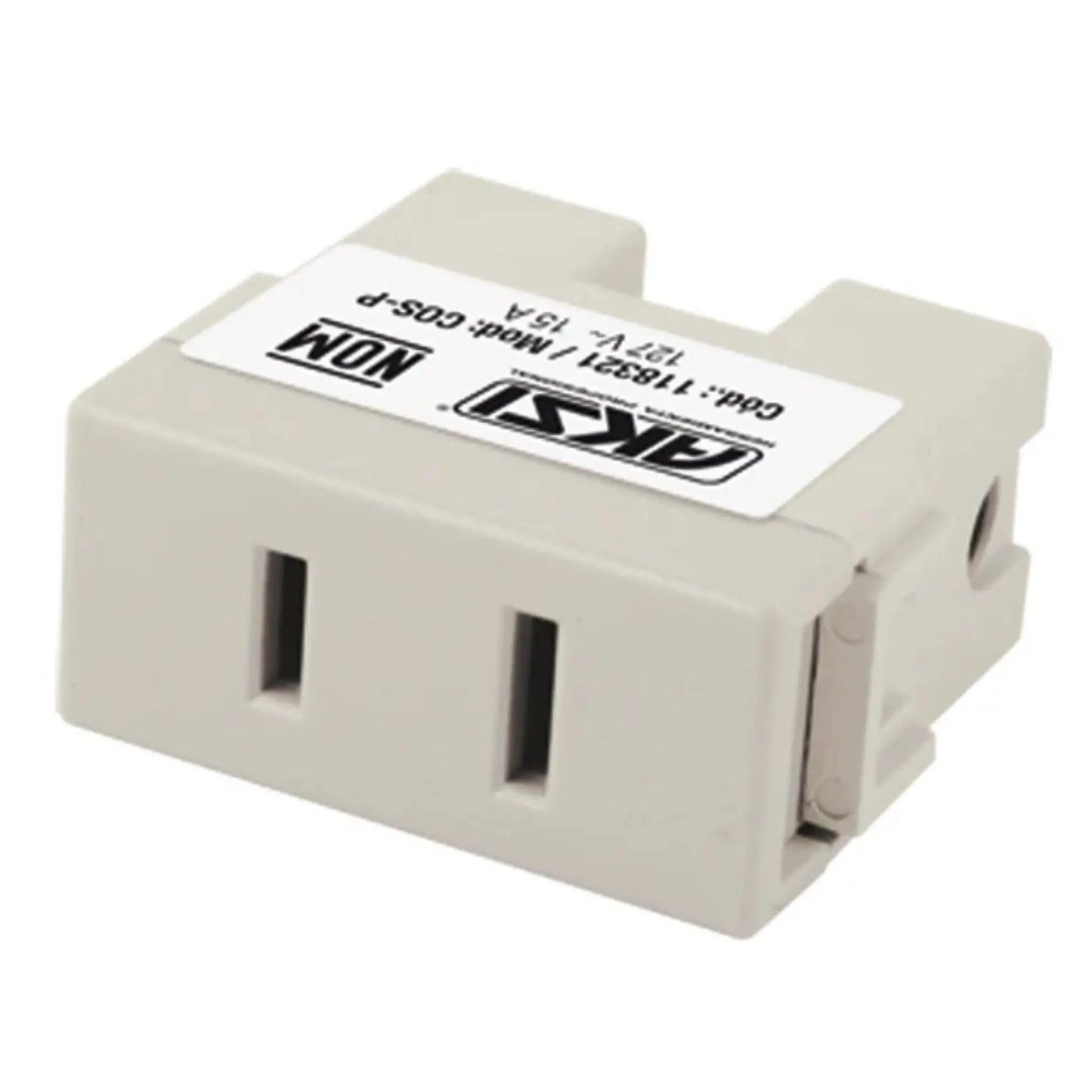Contacto sencillo polarizado aterrizado  127V/15A - Blanco Aksi - Aksi