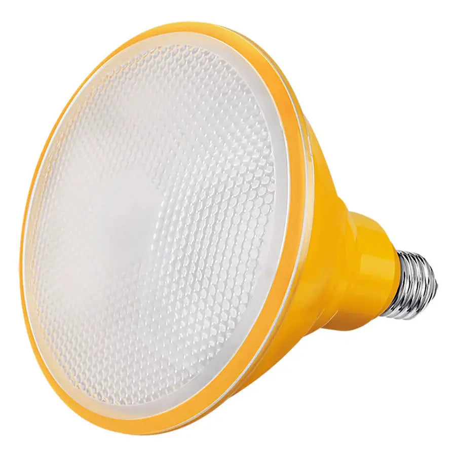 Foco LED PAR 38 AKSI 6W Amarillo IP65, caja color - Aksi - vista lateral
