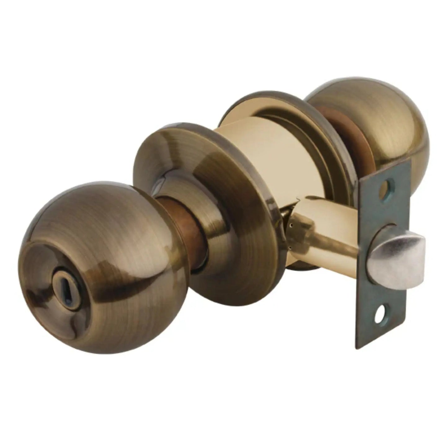 Cerradura de pomo tipo esfera, laton antiguo (recamara) caja Aksi - Aksi