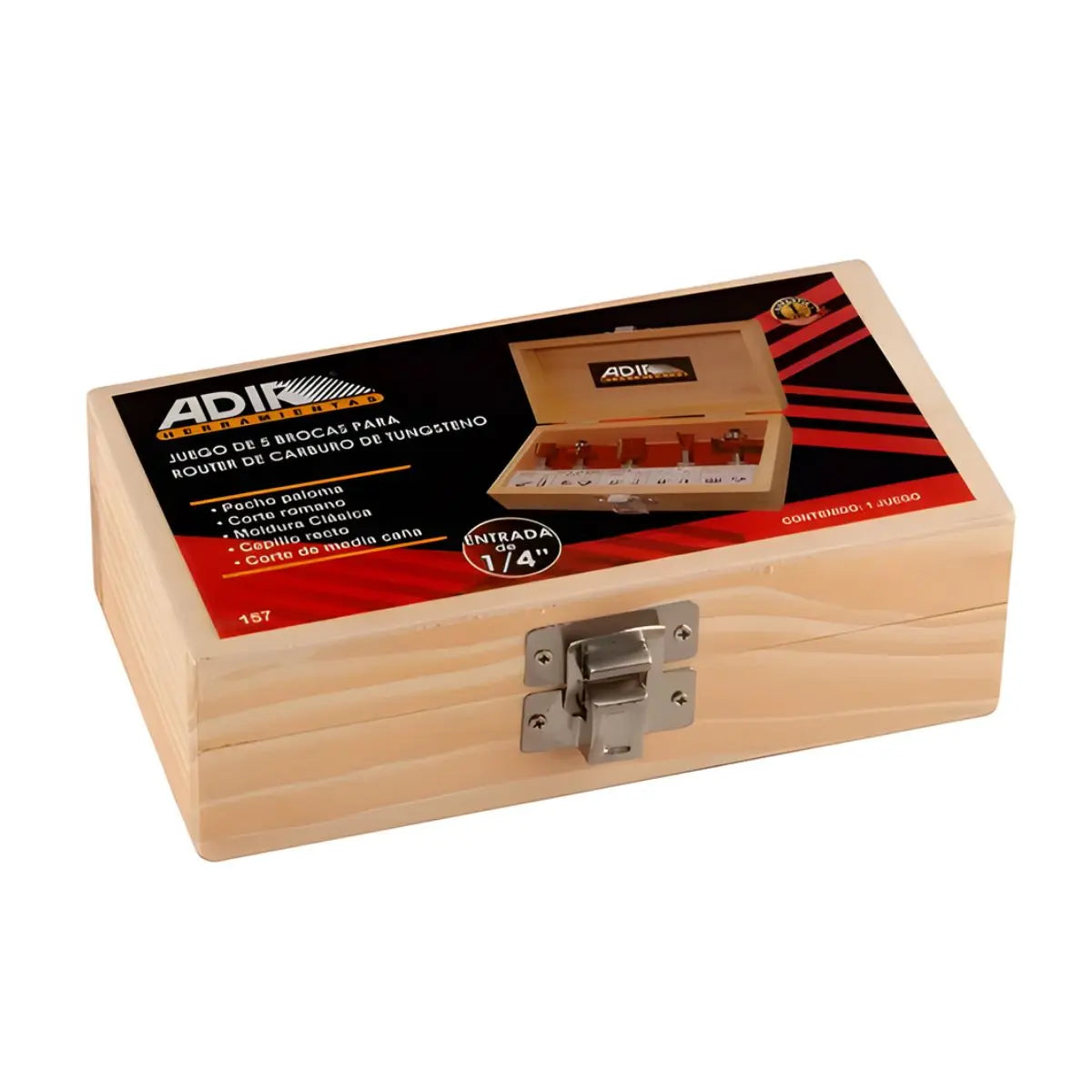 Juego 5 Brocas Para Router Profesional Con Estuche Adir - Adir