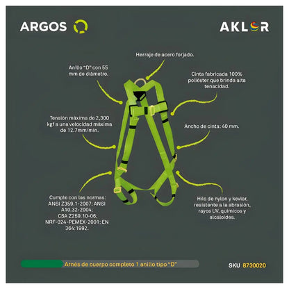 Argos Arnes De Cuerpo Completo 1 Anillo “D” - Argos - detalle