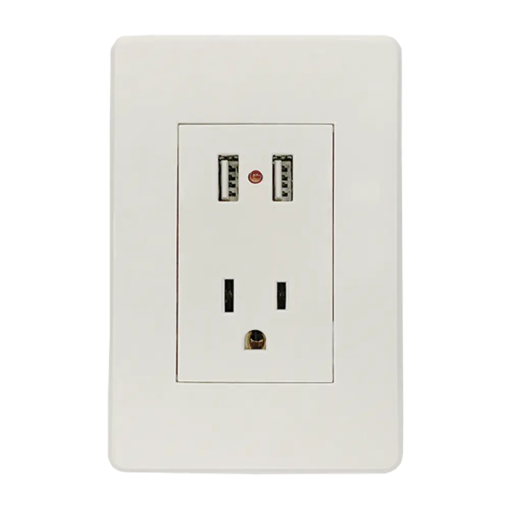 Contacto Polarizado Y Dos Entradas USB Con Placa Blanca 15 A 125 V Argos - Argos