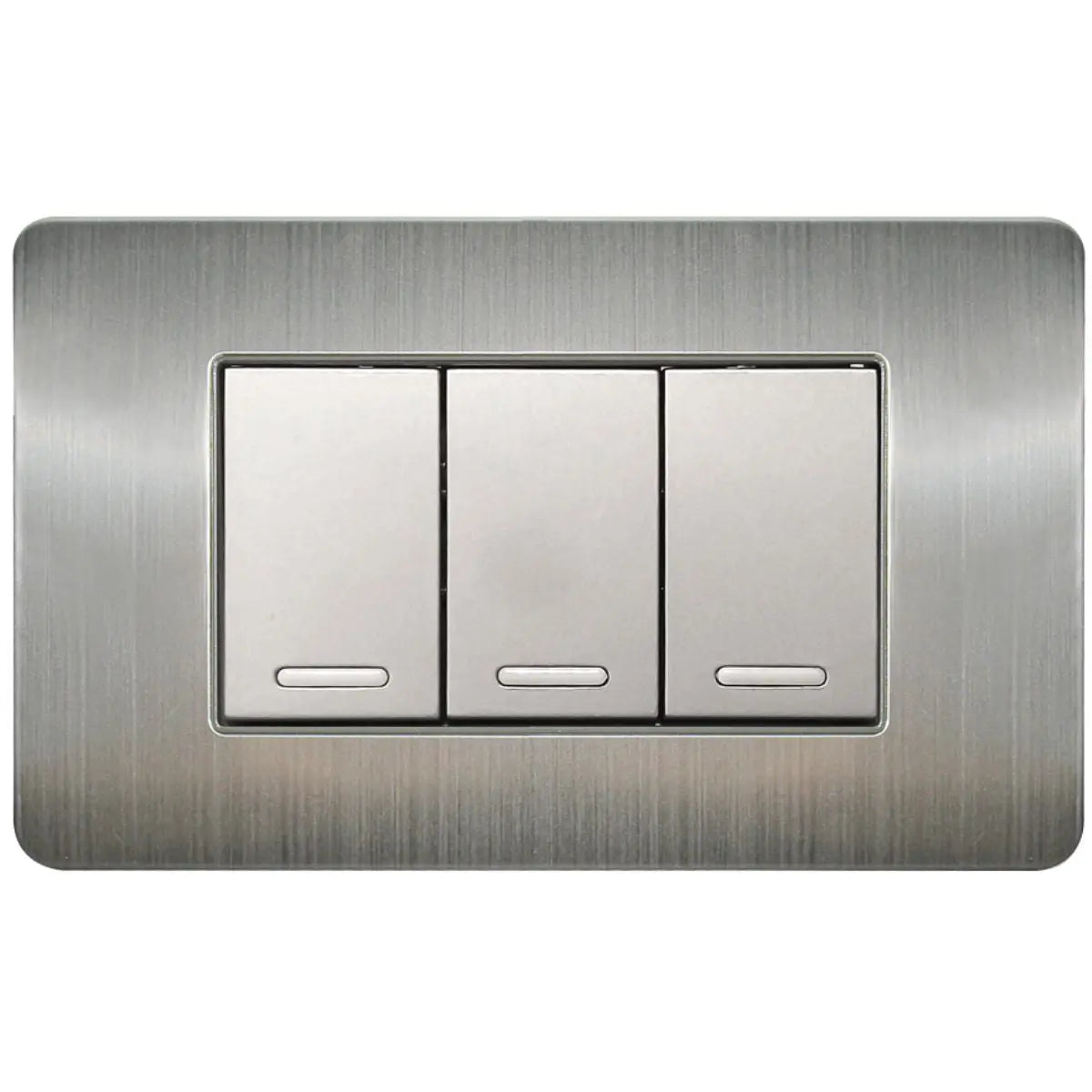 Apagador Triple Argos Versalles Placa Acero Inoxidable Plateado 24mm - Argos
