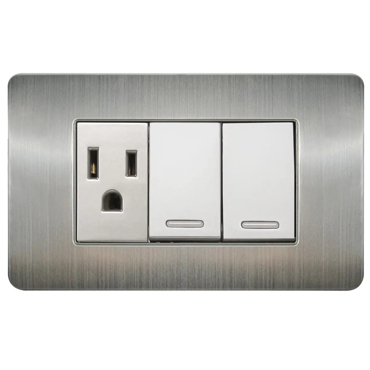 Apagador Doble Contacto Argos Versalles Placa Acero Inoxidable Plateados 24mm - Argos