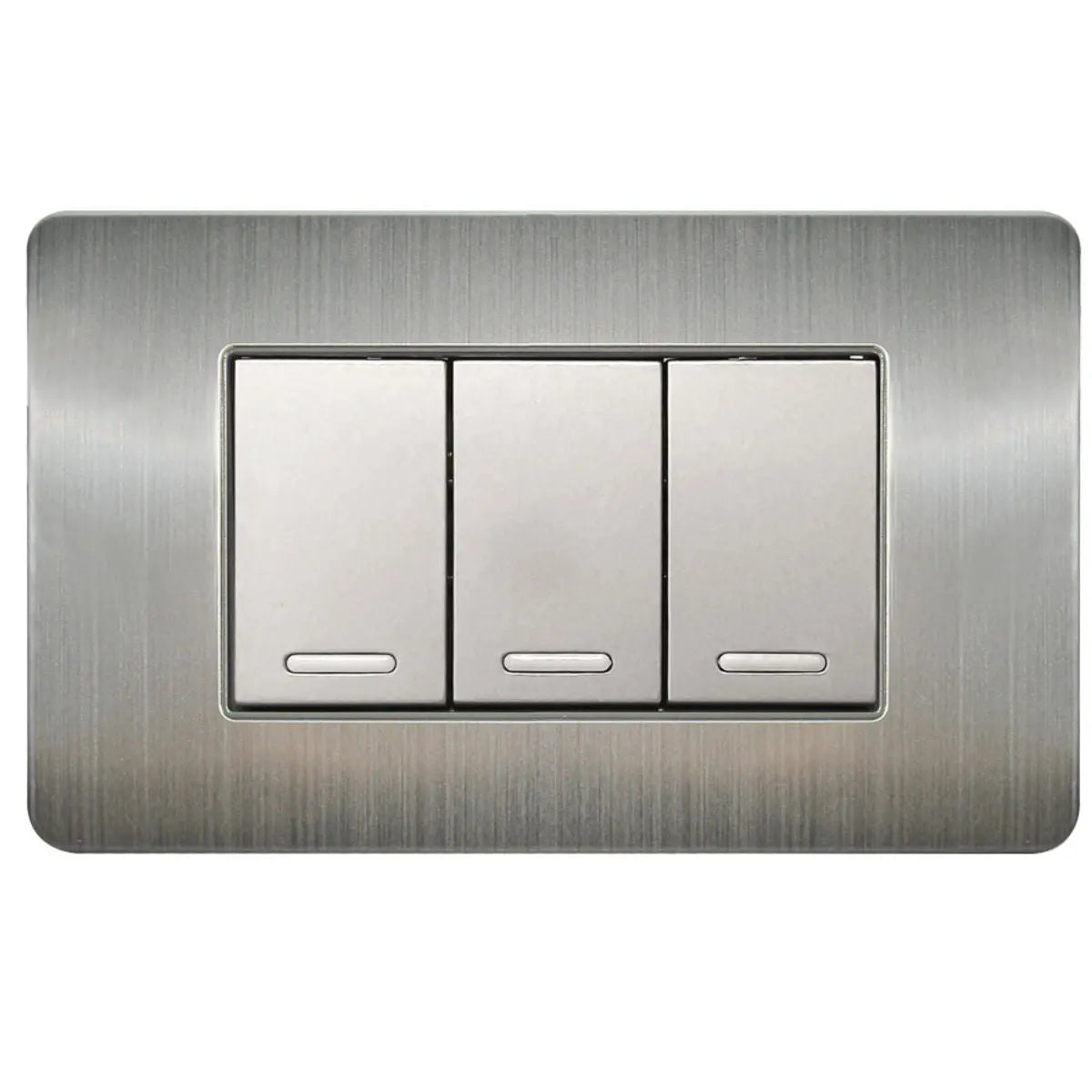 Apagador Triple Argos Placa Acero Inoxidable Versalles Plateado - Argos