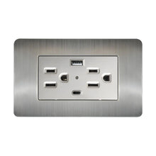 Argos Contacto Doble Aterrizado Entradas USB Tipo A C Placa Acero Inoxidable 72 mm - Argos - empaque