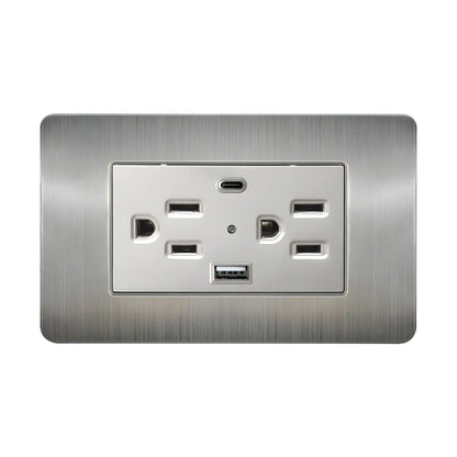 Argos Contacto Doble Aterrizado Entradas USB Tipo A C Placa Acero Inoxidable 72 mm - Argos