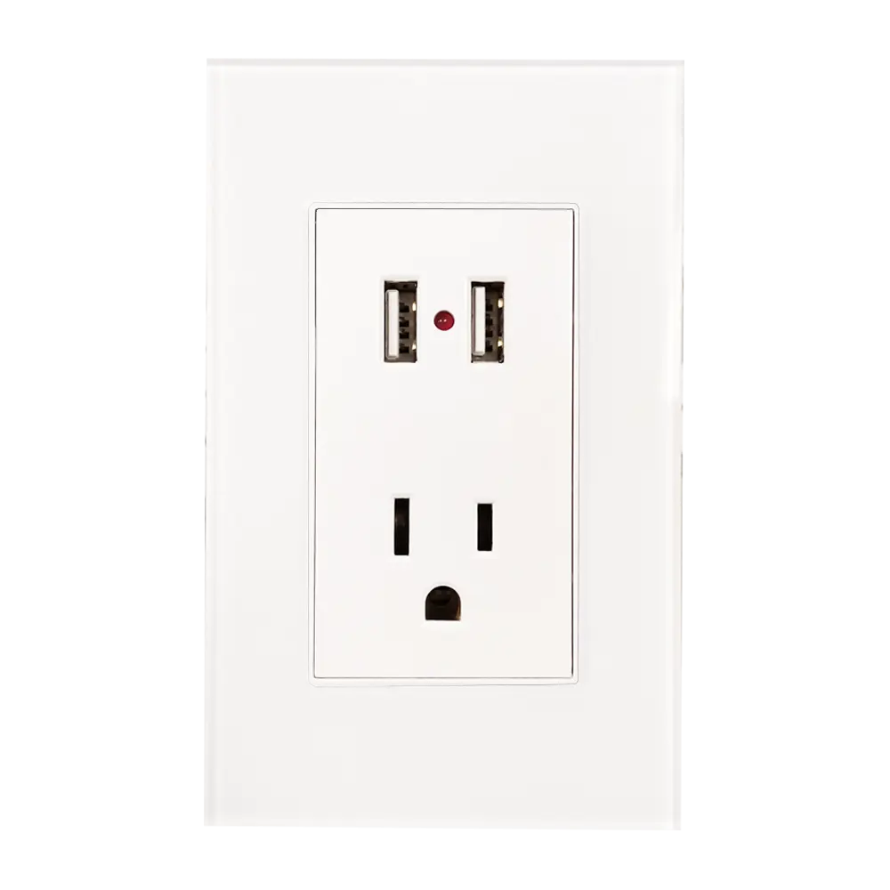 Contacto Argos con Dos Entradas USB y Placa de Acrílico Blanca Cargador Integrado Pared - Argos