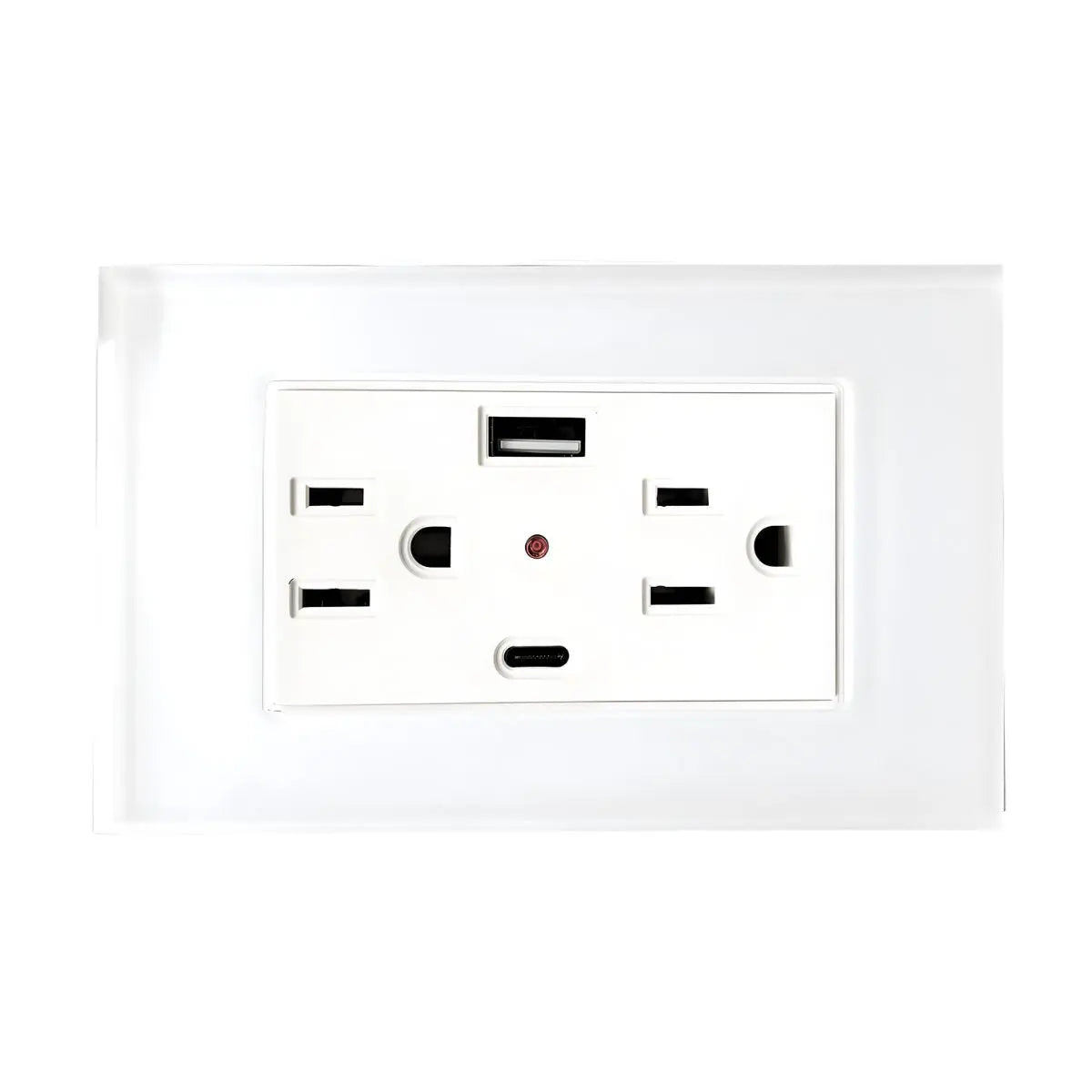 Argos Contacto Doble Aterrizado Entradas USB Tipo A C Placa Acrílico Blanca 72 mm - Argos - vista lateral