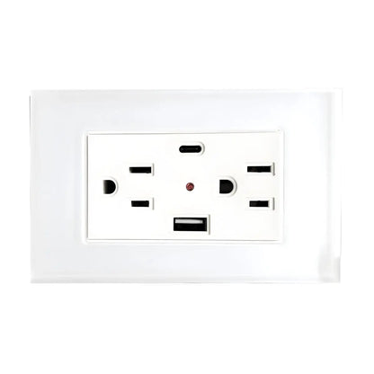 Argos Contacto Doble Aterrizado Entradas USB Tipo A C Placa Acrílico Blanca 72 mm - Argos