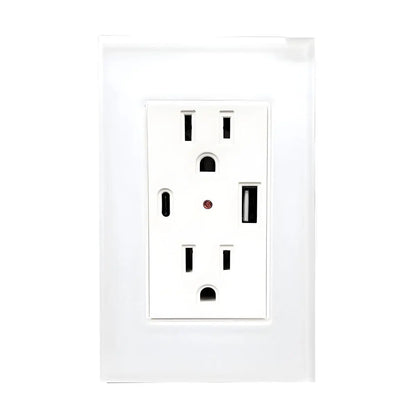 Argos Contacto Doble Aterrizado Entradas USB Tipo A C Placa Acrílico Blanca 72 mm - Argos - empaque