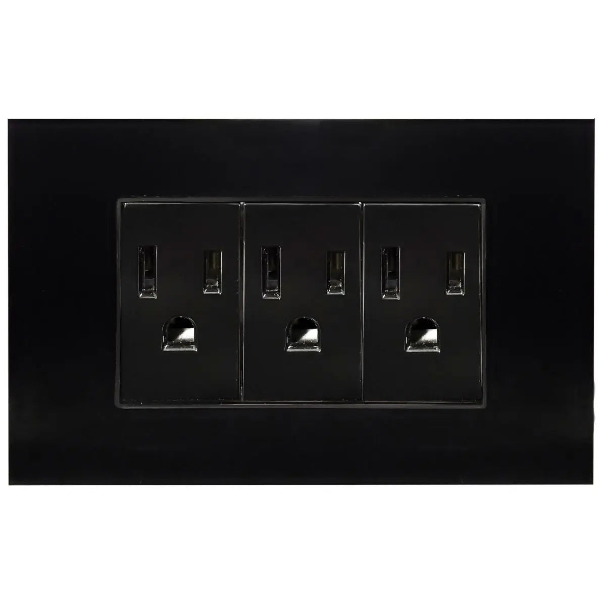 Contacto Triple Aterrizado Argos Cannes Placa Acrilico Negro 72 mm - Argos