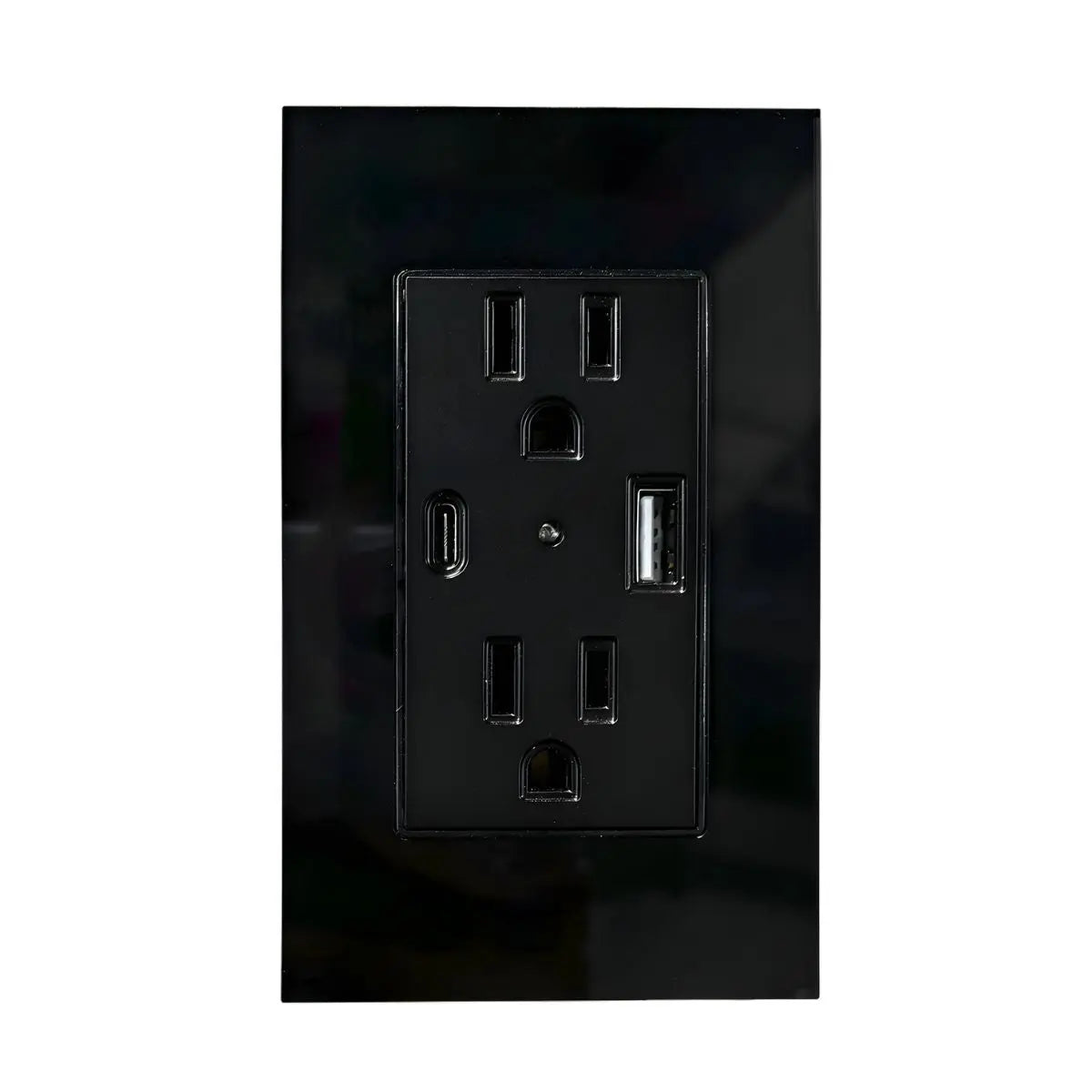 Argos Contacto Doble Aterrizado Entradas USB Tipo A C Placa Acrílico Negra 72 mm - Argos