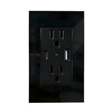 Argos Contacto Doble Aterrizado Entradas USB Tipo A C Placa Acrílico Negra 72 mm - Argos