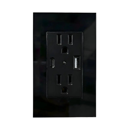 Argos Contacto Doble Aterrizado Entradas USB Tipo A C Placa Acrílico Negra 72 mm - Argos