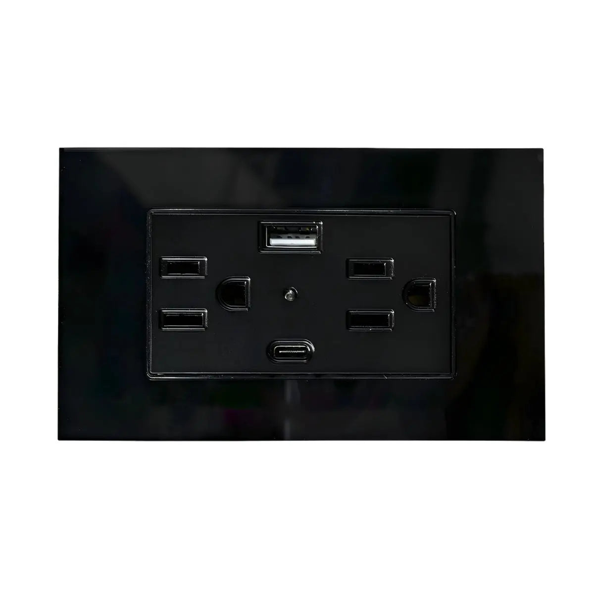 Argos Contacto Doble Aterrizado Entradas USB Tipo A C Placa Acrílico Negra 72 mm - Argos - detalle