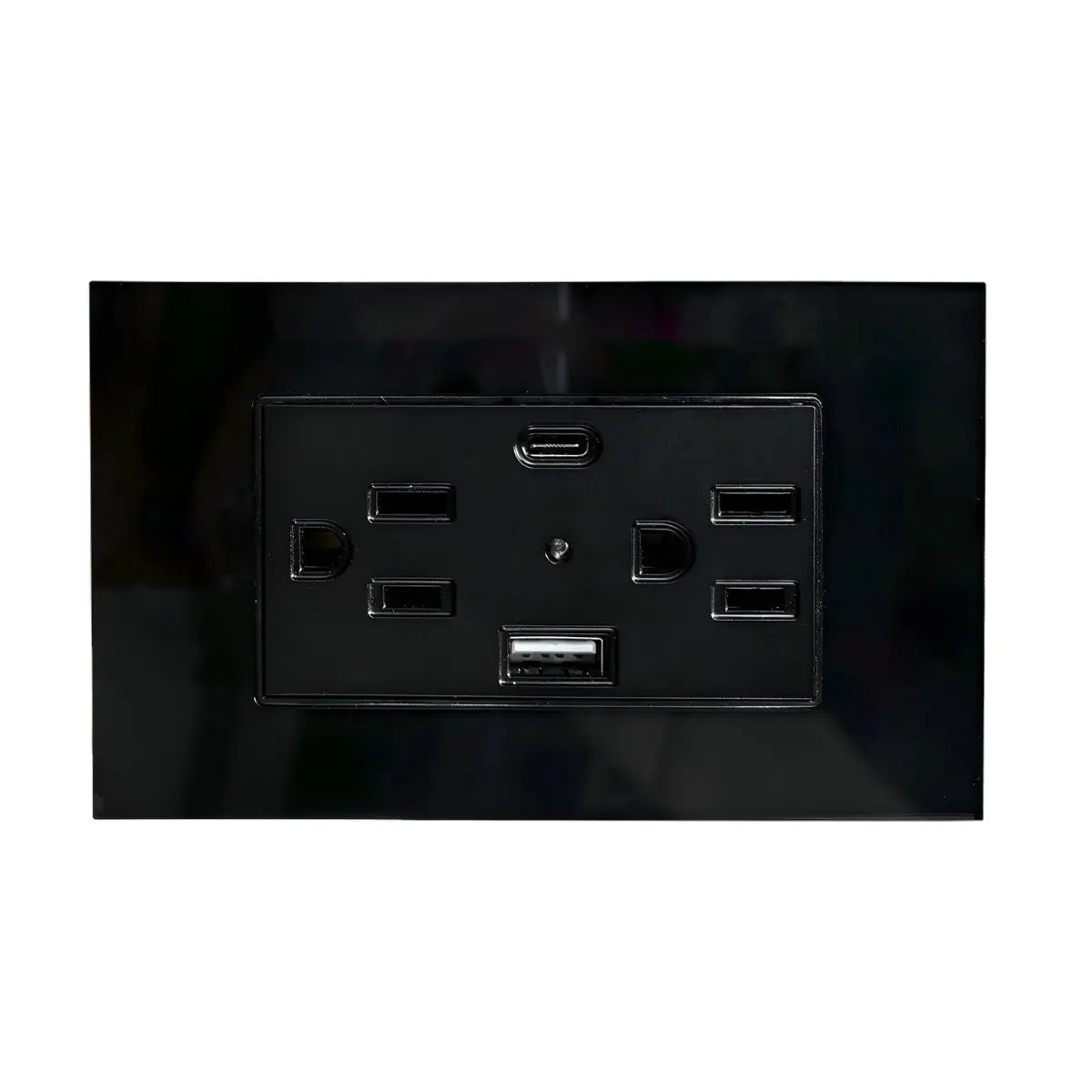 Argos Contacto Doble Aterrizado Entradas USB Tipo A C Placa Acrílico Negra 72 mm - Argos - vista lateral