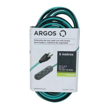 Extensión Argos 5m Uso Rudo Sjt 3x16 Uso Interior 127v - Argos - empaque