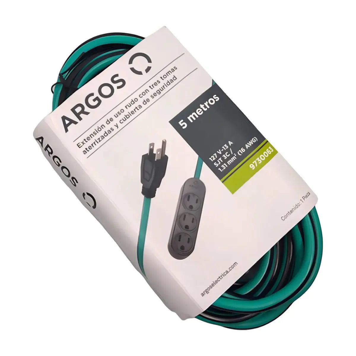 Extensión Argos 5m Uso Rudo Sjt 3x16 Uso Interior 127v - Argos - vista trasera