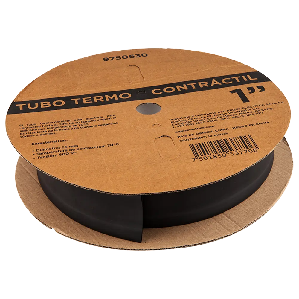 Tubo Termocontráctil  1/2" Negro Argos - Argos