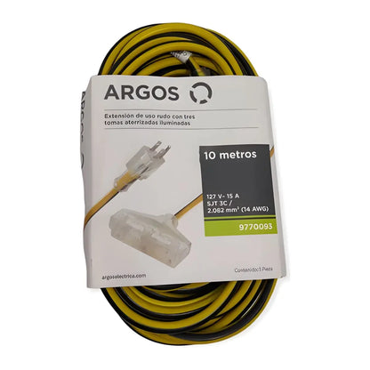 Extension Uso Rudo Iluminada 3x14 10 Metros Amarillo/Negro Argos - Argos - empaque