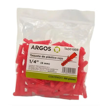 Taquetes De Plástico 1/4” (6 Mm) Rojo Argos paq 100 pzs - Argos - detalle