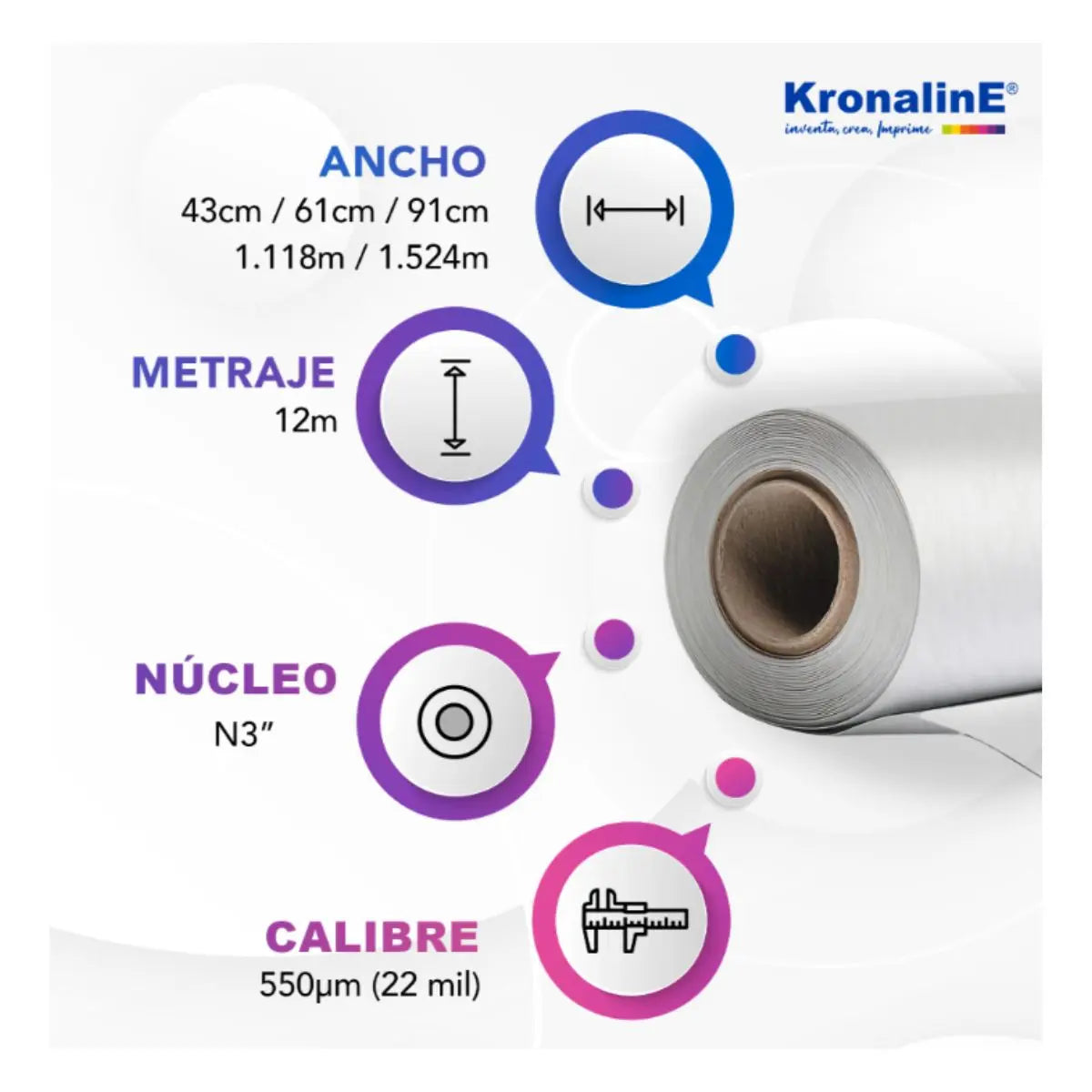 Rollo Papel Arte Kronaline Art802 Textura Fuerte 320 g/m² Algodón 0.914 x 12 m 3 PIEZA - Kronaline - empaque