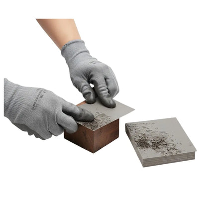 50 Hoja de lija de agua de carburo de silicio, grano 2500, de 140 x 230 mm Gris Tenazit - Austrodiam - vista lateral
