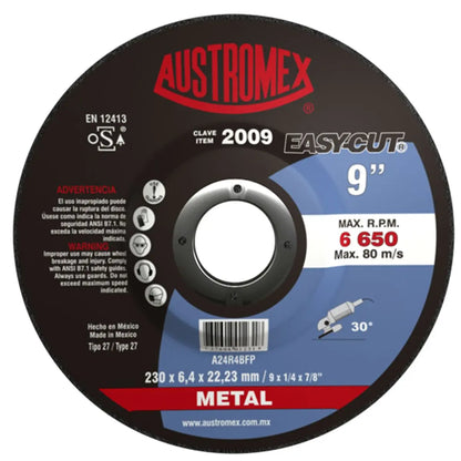 10 Disco abrasivo tipo 27 grano 24 de 230 x 6.4 x 22.23 mm METAL Austromex - Austrodiam