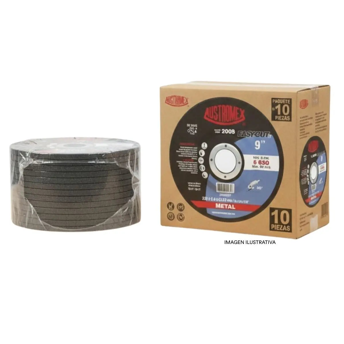 10 Disco abrasivo tipo 27 grano 24 de 230 x 6.4 x 22.23 mm METAL Austromex - Austrodiam - vista lateral