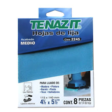 8 piezas Paquete de hojas de lija Tenazit grano 120 de 115 x 140 mm 1/4 HOJA TSA2C - Austrodiam