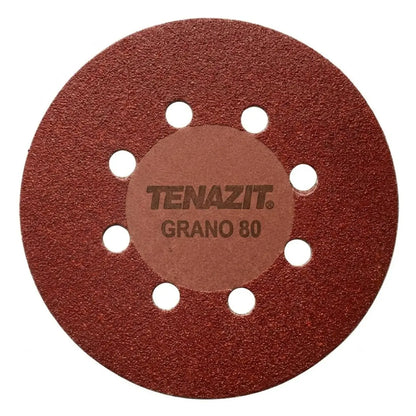 10pz Paquete 5 Discos Lija Clave 2257 Grano 80 Tenazit - Austrodiam - vista lateral