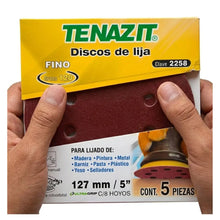 Paquete 5 Discos Lija Autoadherible G120 127mm Clave 2258 Temazit - Austrodiam - vista lateral