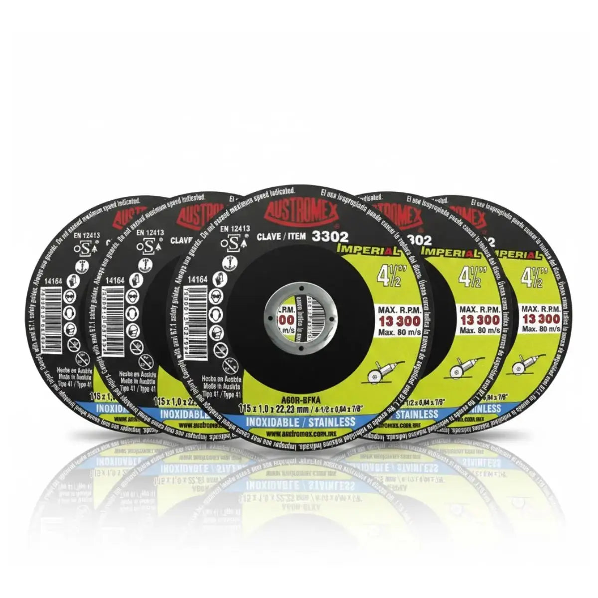 5pz Disco Corte Acero Inoxidable 115x1x22.23mm Austromex 3302 - Austrodiam - vista trasera