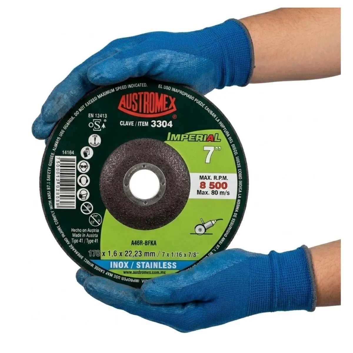 5pz Disco Corte Acero Inoxidable 178x1.6x22.23mm Austromex 3304 - Austrodiam - empaque