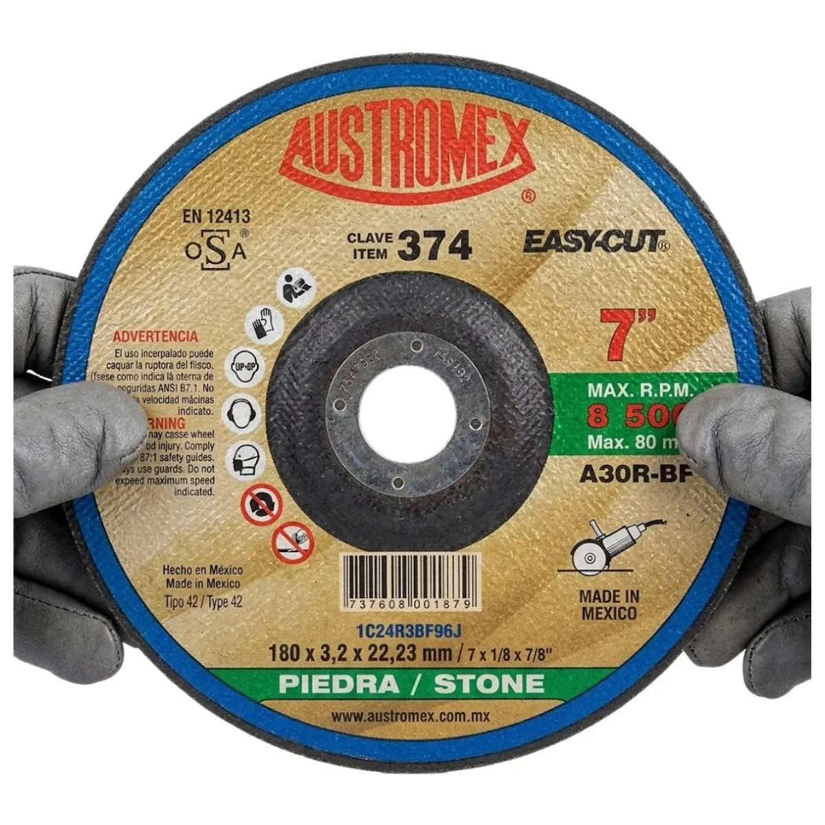 5 piezas Disco Abrasivo Austromex Corte de Piedra, de 180 x 3.2 x 22.23 mm - Austrodiam