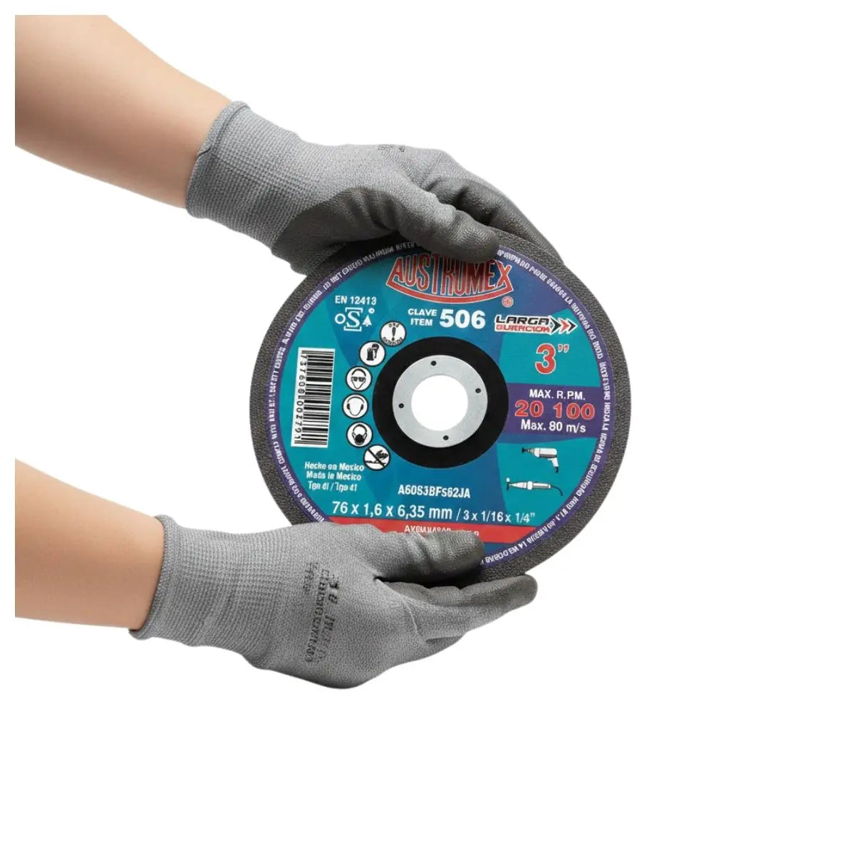 10pz Disco Abrasivo Corte 506 Austromex 3'' Grano 60 Metal Azul Petróleo - Austrodiam - detalle