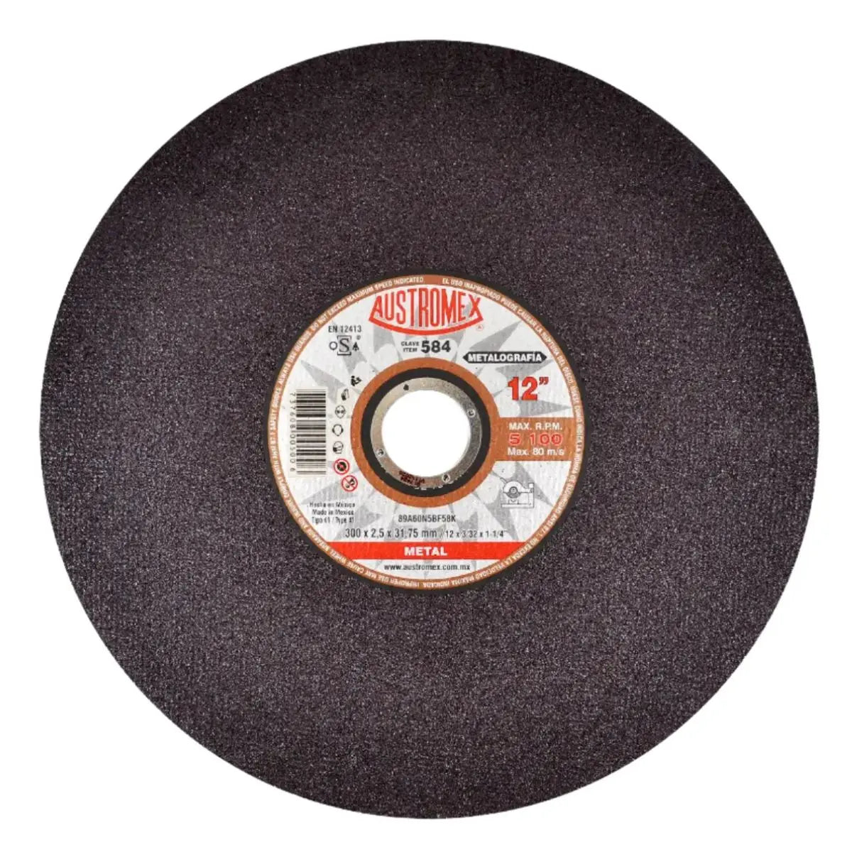 Disco Abrasivo Pruebas Metalográficas Metal 300x2.5 |Clave 584 Austromex - Austrodiam