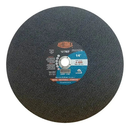 10 pzs Disco abrasivo Austromex tipo 41 grano 30 de 350 x 2.5 x 25.4 mm Metal/Inox - Austrodiam - vista lateral