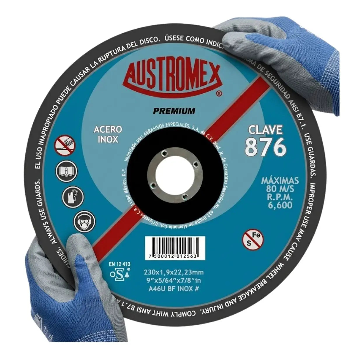 Disco abrasivo Austromex tipo 42 grano 46 de 230 x 1.9 x 22.23 mm INOX - Austrodiam