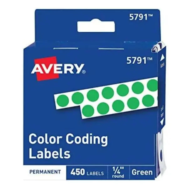450 Etiquetas Redonda Avery Circular 6mm Permanente Codigo Verde - Avery - empaque