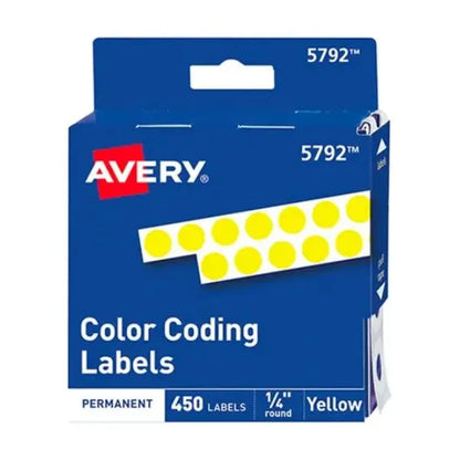 450 Etiquetas Redonda Avery Circular 6mm Permanente Codigo Color Amarillo - Avery - vista lateral
