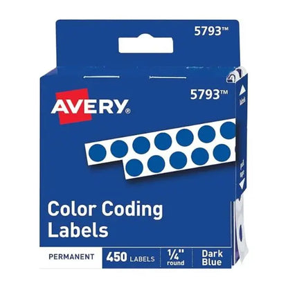 Etiqueta Permanente Redonda Azul 1/4" 450 Etiquetas Avery - Avery - vista trasera