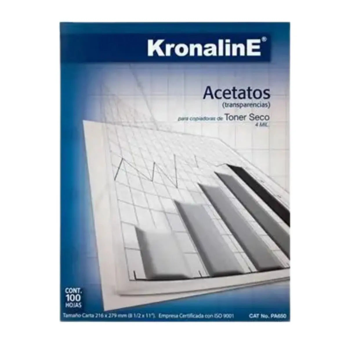 Acetato Copiadora Toner Seco Kronaline Carta Pa650 100 Hojas - Kronaline - vista lateral