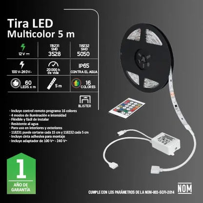 Tira LED RGB para exterior (IP65) AKSI SMD3528 (5 mts) - Línea PRO - Aksi