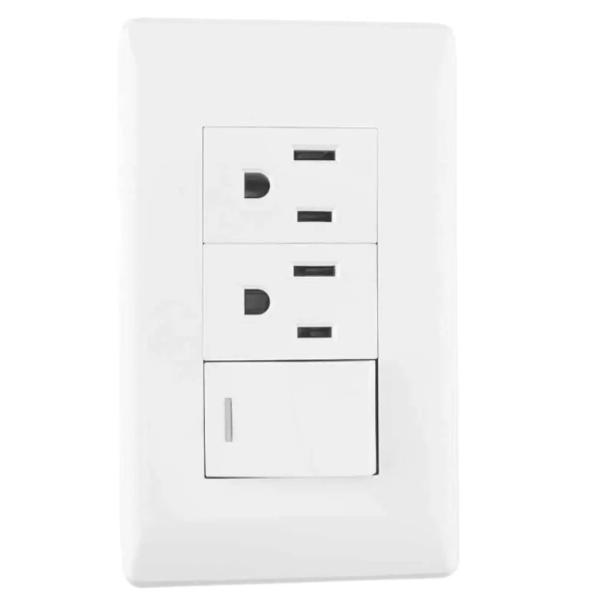 Placa Italia apagador y contacto doble Santul - Sanelec - vista lateral