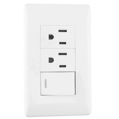Placa Italia apagador y contacto doble Santul - Sanelec - vista lateral