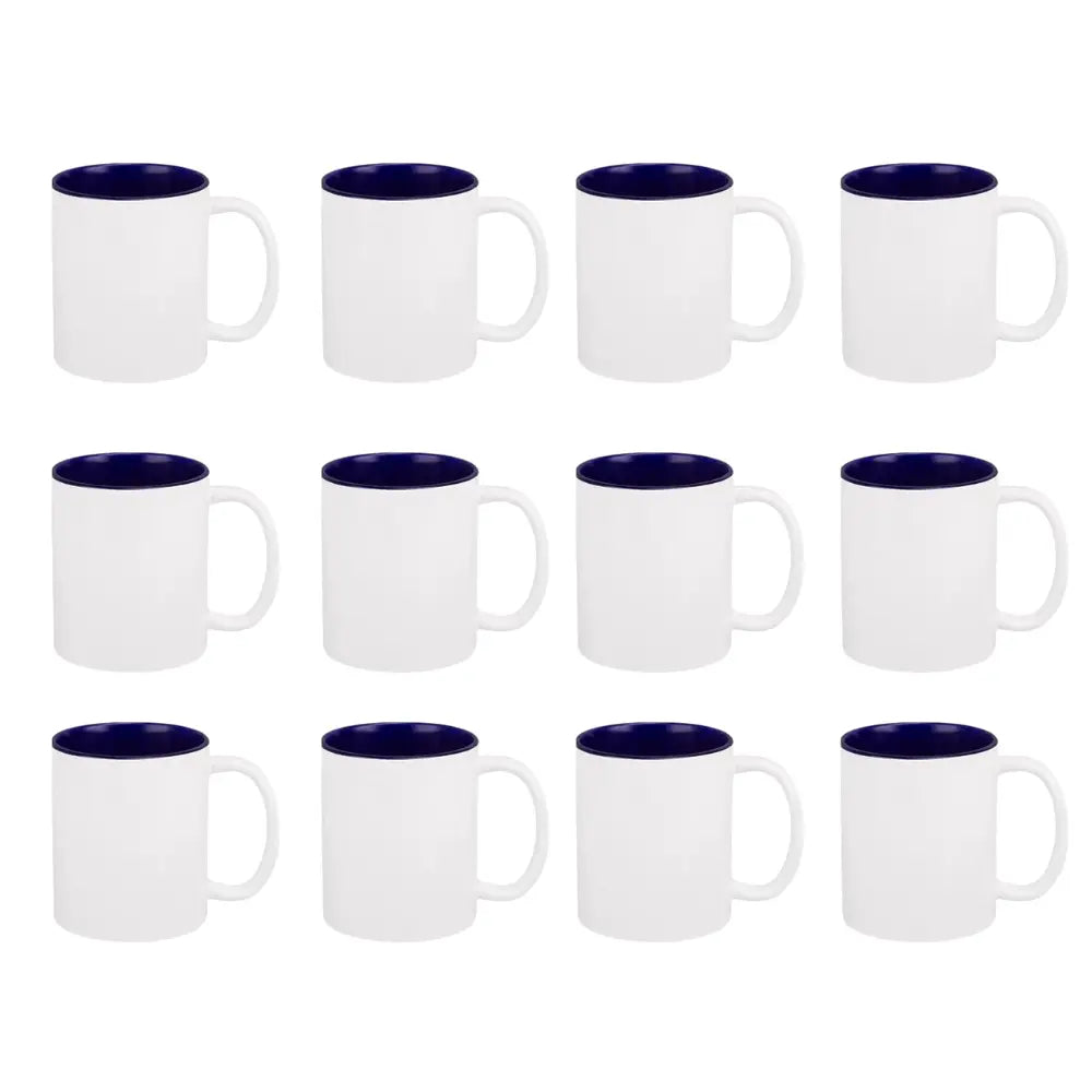 12 Tazas Ceramica Sublimacion Sublimar Blanca Colores 325ml Elegir Interior Azul - Promopción